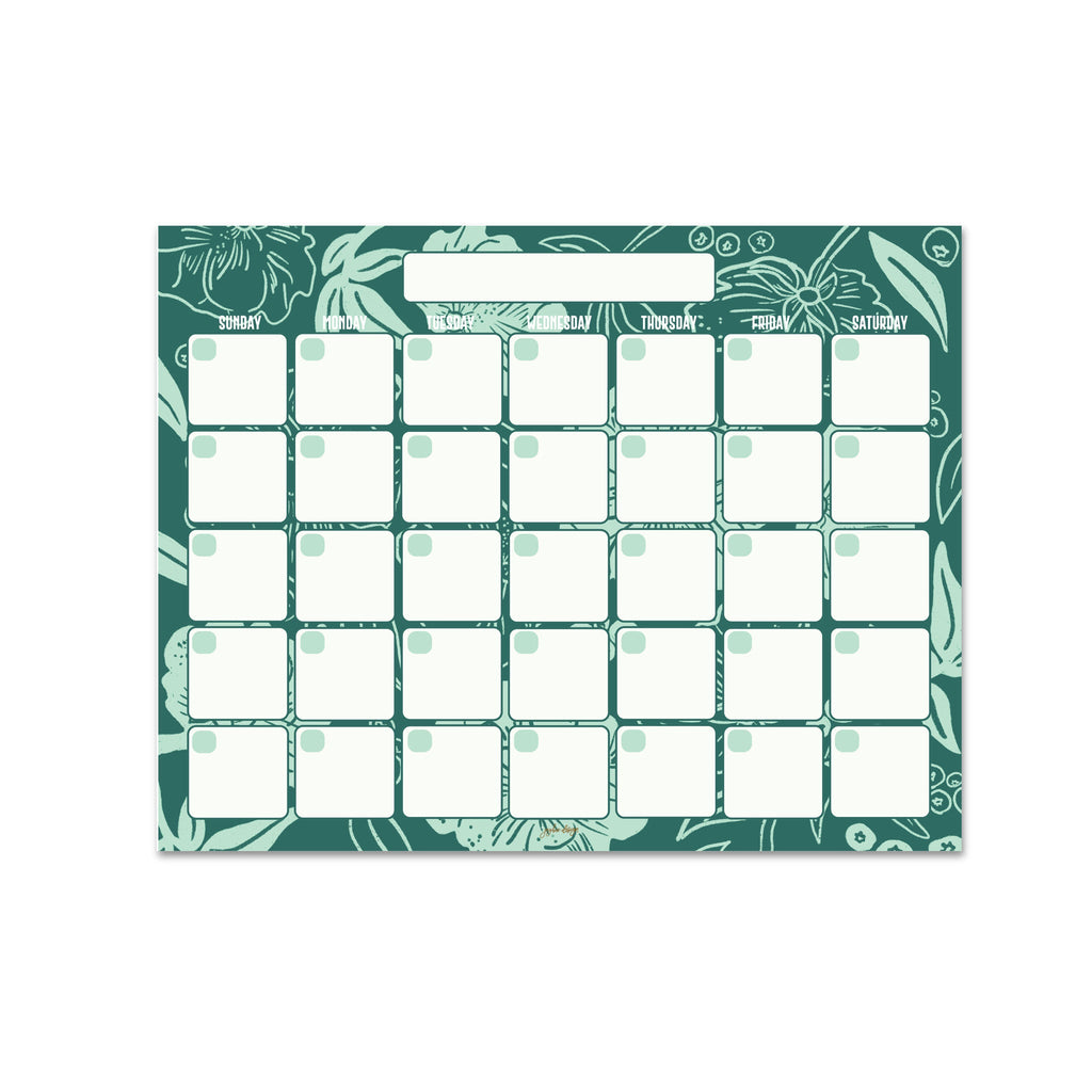 Green Florals Monthly Planner - 15 Pages
